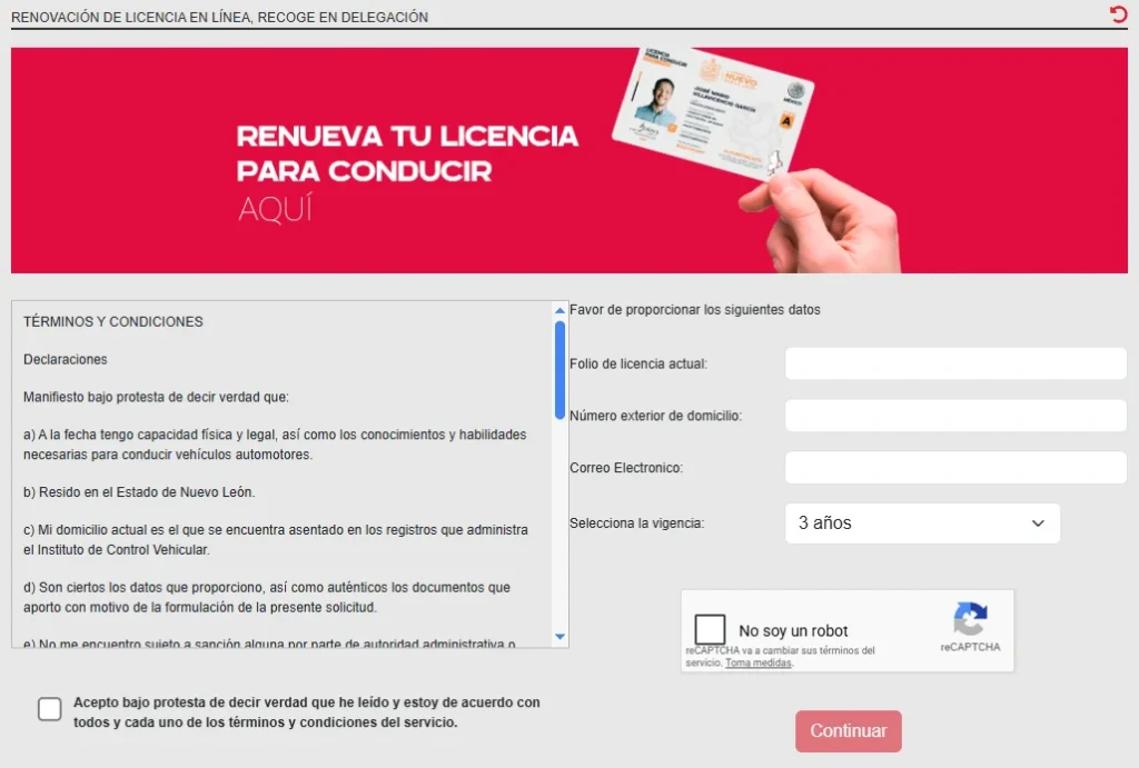 renovar licencia de conducir Nuevo León
